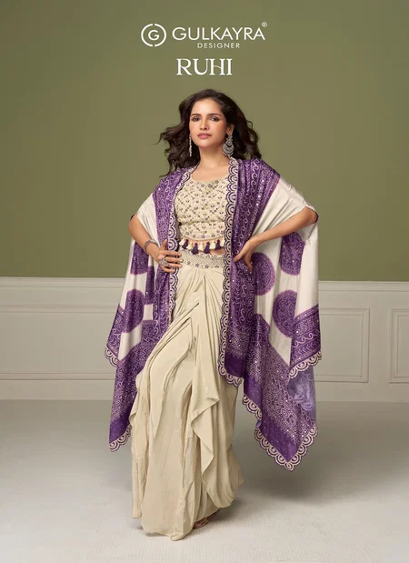 Ruhi By Gulkayra Real Chinon Heavy Work Indo Western Collections